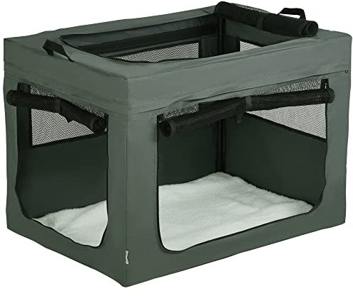 PawHut Sac de Transport Pliable pour Animaux de Compagnie avec poignée Ouverture supérieure Tissu en Maille - dim. 89,5L x 62,5l x 62,5H cm - Gris Noir