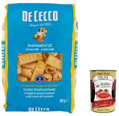 Italian Gourmet Festonati n° 22 Pasta Nudeln 100% italienisch 20 x 500g | Semola di grano duro, forma rigata für sughi ricchi, kocht bissfest und, Gesamtnettogewicht 10 kg + Kostenlos Polpa 400g
