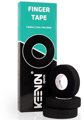 keenon sports® Fingertape – Dermatest: “SEHR GUT“ – Boulder Tape Klettertape – Handtape Volleyball, Basketball, Handball – Sporttape (3 Rollen je 10m, 1,5cm breit, Schwarz)
