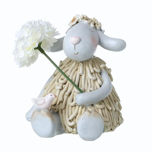 Heaven Sends Sitzendes Schaf mit Blume Osterdeko