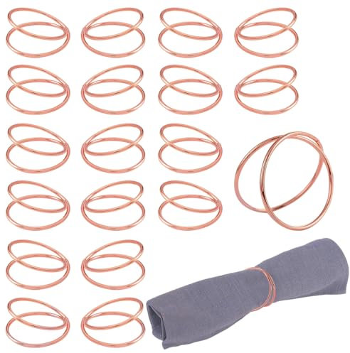JUMAIPRO Serviettenringe für Hochzeit, Geburtstag, Dinner-Party, Familienfeiern, Tischdekoration, Weihnachten, Erntedankfest, 20 Stück (Roségold)