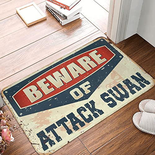 PITFS Home Alone Door Mat Beware Of Attack Swan Rug Bathroom Rug Sets Spring Door Mat Outdoor(40X60CM)