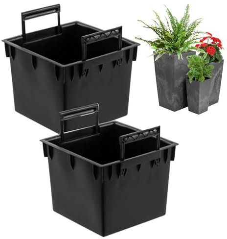 Austauschbarer quadratischer Set 2 Stck. Plantztopf-Einsatz aus Kunststoff 25 L Maße 32,5x32,5x25,5 cm für Prosperplast-Töpfe Höhe H 61 cm mit Griffen, für den Außen- und Innenbereich