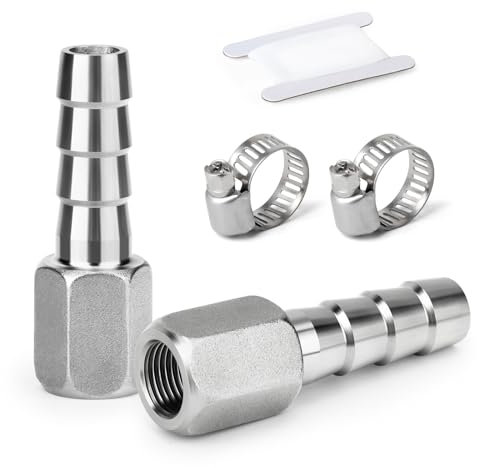 ERGAOBOY 2 Pieza Racor de manguera, barb de 6 MM a rosca hembra de 1/8 BSP, acero inoxidable 304, el agua de compresión de accesorios, industrial