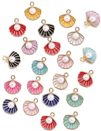 KGDUYC Zubehör Für Muschelanhänger - 20 pcs Muschelanhänger Zur Schmuckherstellung Muscheln Für Die Schmuckherstellung Nautischer Charme Muschelkette Kunstperlen Aus Kunststoff