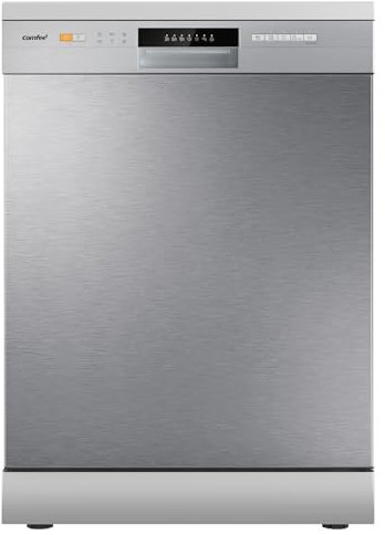 COMFEE' CDWPF1201PS Lavavajillas de Libre Instalación, 60 cm, 12 Cubiertos, Inicio Diferido, Función de Media Carga, Cestas Flexibles, Acero Inoxidable, 49 dB, Control por Botones