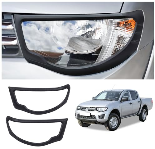 JHCHAN Scheinwerferblenden für Mitsubishi L200 2006-2014, L200 Triton KA KB Mattschwarze ABS Scheinwerferschutzblende