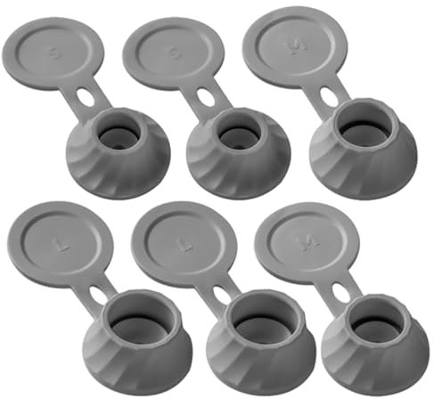 6PCS/Set Bottle Emptying Cap 3 Sizes Inverted Leak-Proof Bottle Emptying Kit Easy to Install & Use Bottle Caps for Shampoo, Body Lotion, Ketchup and Dish Soap Grey