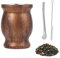 ARCPNRT Set Mate, Juego de Tazas de Acero Inoxidable de Doble Pared, 230ml, con Pajita y Cepillo de Limpieza, para Uso en Hogares, Restaurantes y Hoteles, Tazas Fáciles de Limpiar, Madera