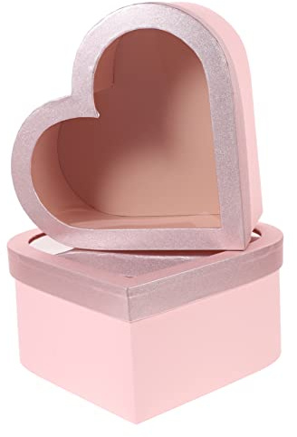 FRCOLOR 2 Stück Herzförmige Blumenboxen aus Papier mit Sichtfenster Valentinstag Geschenkverpackung Dekorative Herzbox für Sträuße und Konservierte Blumen Geschenkboxen für Muttertag