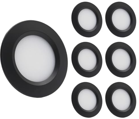 Sepzlly 12V Campervan Eingebaute Led Montage Deckenleuchten Dimmbar 3W 3000K Warme Weiße Spot Lichter Für T4 T5 Wohnwagen Boot Yacht Wohnmobil Kabine Unter Schrank Küche Schwarz Cri 92+ 6Stück