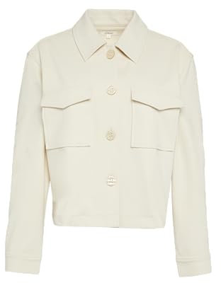 s.Oliver Damen Indoor-Jacke – Relaxed Fit, Interlockjersey, Hemdkragen