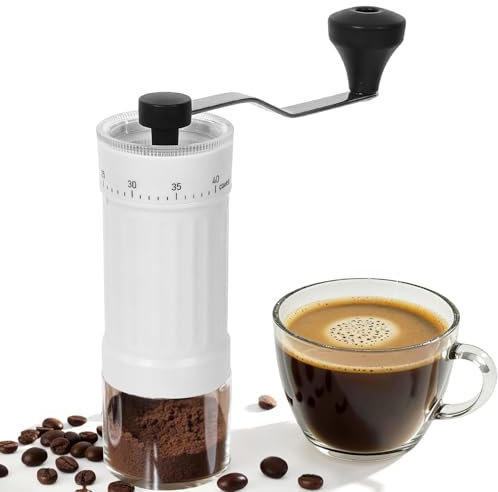Manuelle Mini-Kaffeemühle mit 40 Einstellungen, 30 g Kapazität, konischer Grat, Kurbel für Reisen, Camping, Büro, Espresso, Übergießen