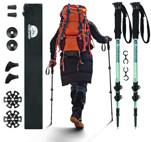 Nordic Walking Stick für Damen und Herren, Teleskop 2 Stück Wanderstöcke für Trekking, Aluminium Wanderstock, 60-135 cm Trekkingstöcke für Kinder, Adult, Verstellbar Wanderstöcke