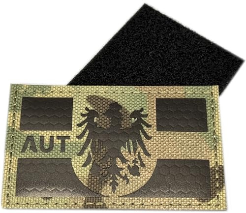 Österreich Patch Klett Reflektierend Bundesadler AUT | Militär Patches Klett Abzeichen Bundesheer | PVC Tarnfarben 8x5 cm