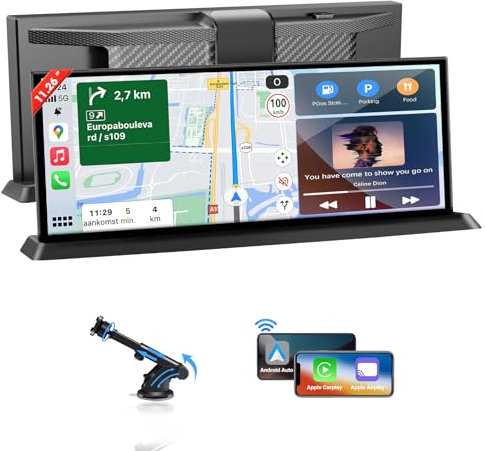 11.26 Exclusive Car Tablet Pro Max 2025 for Wireless Apple CarPlay & Android Auto Portable Car Play Screen with Unique Bracket GPS Navigation/Mirror Link/Voice Control/BT/FM