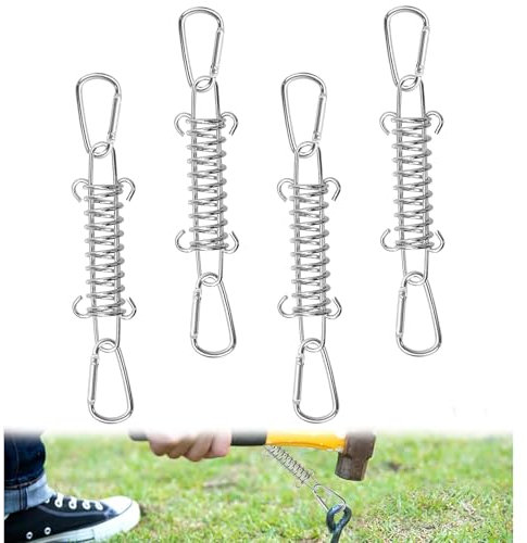 Spannfeder 4 Stück Sprungfedern mit 8 Karabinern Spannfeder Sonnensegel Edelstahl Zugfede Befestigung für Camping Sonnensegel Befestigung Markisen