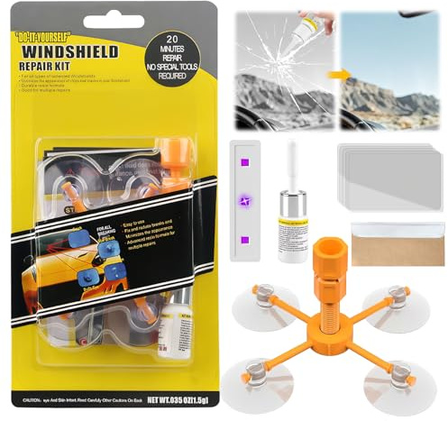 Shyllin Steinschlag Reparaturset Windschutzscheibe Mit UV-Lampe,Scheiben-Reparatur Set,Steinschlag Frontscheibe Glas Reparatur Flüssigkeit,Zur Reparatur Rissen,Spinnennetzen und Sternförmigen
