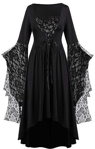 Halloween Costumes Victorian Witch Gothic Skeleton Plus Size Dresses Medieval Costume Ladies Evening Party Prom Cocktail Swing Glad Rags Vintage Elegant A-line Dress for Women