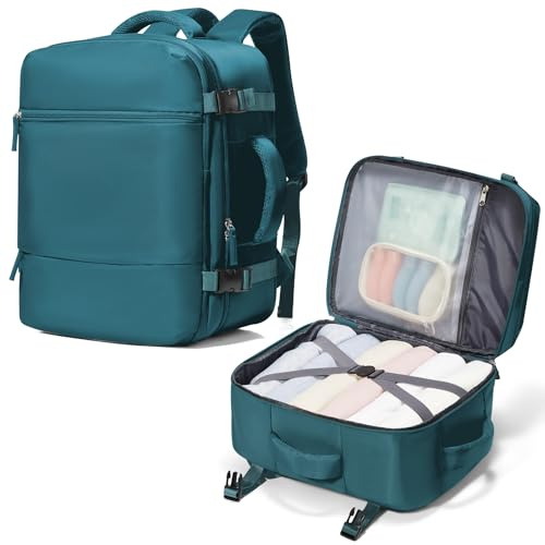 suradar Handgepäck Rucksack 40x30x20 für Ryanair, Wizzair Pfauenblau | Rucksack Klein Handgepäck Flugzeug 24L Reiserucksack Tasche 40x30x20cm Underseat Reise Handgepäckrucksack für 14 Zoll Laptop