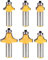 Gasea Pack of 6 1/2-Inch Shank Round Over Router Bit 1/2 1/8 1/4 5/16 3/8 7/16 RoundOver Edge-forming Woodworking Milling Cutter