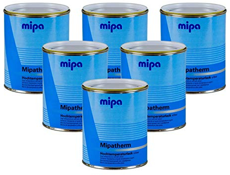 6x MIPA Mipatherm Silber Thermolack Ofenlack hitzebeständig bis 800°C 750 ml