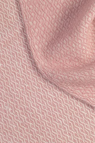 cawa Plaids&Co Couverture extra longue en laine de Nouvelle-Zélande Crème/vieux rose 140 x 220 cm