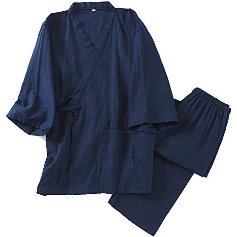 un-brand Japanischer Kimono-Baumwoll-Hanfu-Pyjama-Anzug für Herren in Übergröße Zen-Kleidung Taoistische Kleidung (Größe L, M)