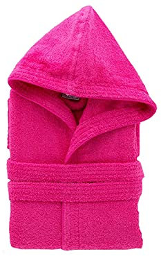 Generico Accappatoio in Spugna 100% Cotone con Cappuccio Uomo/Donna (Fuxia, L)