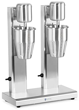 Royal Catering RCPMS-160S Milkshaker Mixeur De Boissons Protéinées Appareil À Milk-Shake (160 W, 2 x 1 l, 15 000 tr/min max. max., 2 réglages de vitesse, Boitier/agitateurs/récipients : inox)