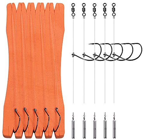 Angeln Rigs Rig Vorfachtakelung Vorfächer Vorfachschnur Angelhaken Vorgefertigt Dropshot Rigs mit Gewichte (Angelhaken #1, Gewichte 10g)