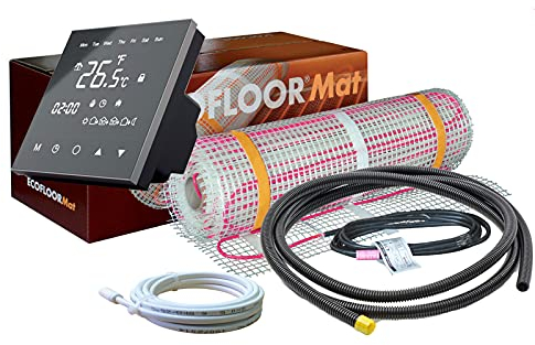 Komplett-Set elektrische Fußbodenheizung Ecofloor 200 W/m² mit Thermostat RT-50 schwarz (1 m² - 0,5 x 2 m)