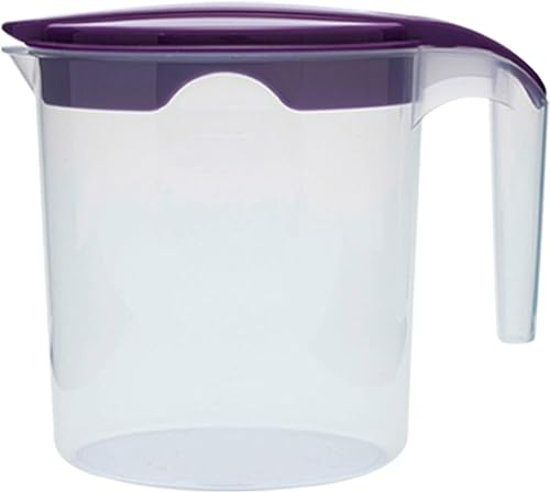 1 Liter Plastic Jug with Lid for Water Fruit Juices Milk Fridge Door Stoarge Jug (Purple, 1)