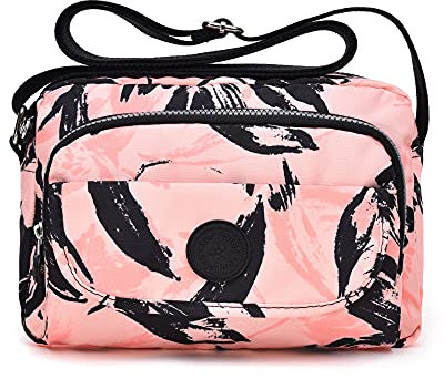 tuokener Petit Sac Bandouliere Femme Sac à Main Tissu Bandoulière Femmes Imperméable Saccoche Fille Pour Voyage (Imprimé rose)
