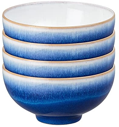 Denby - Blue Haze Rice Bowls Set of 4 - Dishwasher Microwave Safe Crockery - Ceramic Stoneware Tableware
