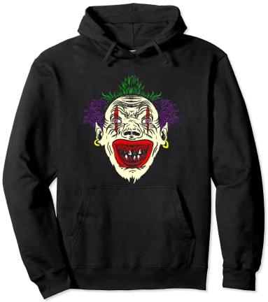 Gruseliger hässlicher Clown mit Ohrringen faulen Zähnen Pullover Hoodie