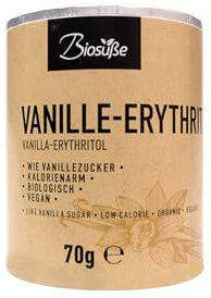 Biosüße Vanille-Erythrit - Vanillezuckerersatz auf Basis von Bio-Erythrit mit Bourbon-Vanille (70g)