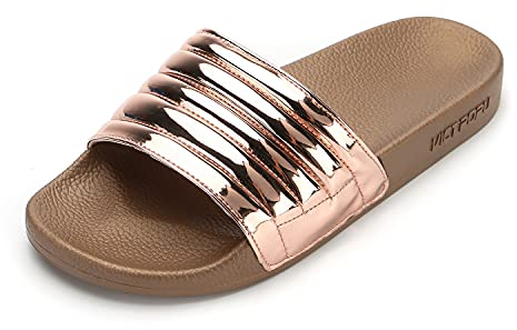 VICT POPU Ciabatte da Mare Piscina Donna Slides Pantofole da Casa Estive Sandali Bassi Da Spiaggia Antiscivolo Moda Oro 38