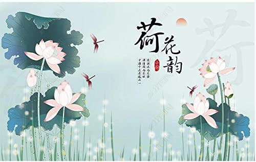 Photo Wallpaper Small Fresh Lotus Rhyme Dragonfly Tv Background Wall-200Cmx140Cm