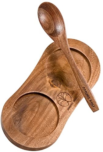 AMØRE MIO® Untersetzer für Salz und Pfeffermühle | Esstischschutz | 100% plastikfrei | Salz- und Pfeffermühlentablett | Innendurchmesser 5,5 cm | Tolles Geschenk