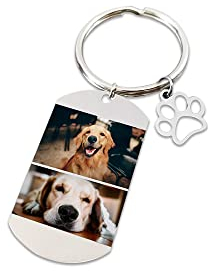 Glooraca Collar con colgante de pata de perro e imagen proyectable de perro [personalizable], colgante conmemorativo para mascotas, Plata esterlina (E)