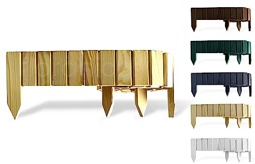 Floranica Rollborder II Flexibler Holzzaun 200 x 30 cm Natur (kürzbar) Kiefernholz Beetumrandung imprägniert Gartenzaun Beeteinfassung Dekozaun Rollboarder Rasenkante