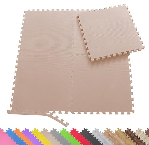 Sporttrend 24® 8 Schutzmatten ohne Randstücke Set in beige 60x60x1cm | 2,88qm | Bodenschutzmatte Unterlegmatte Puzzlematte für Fitnessgeräte Sportgeräte Trainingsgeräte
