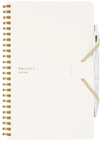 KOKUYO Penott Spiral-Tagebuch, A5, weicher Ring, kariertes Papier, Notizbuch mit 70 glatten Blättern, 14 x 21 cm, kleines Tagebuch-Notizbuch mit Kunststoff-Hardcover, weiß, japanischer Import