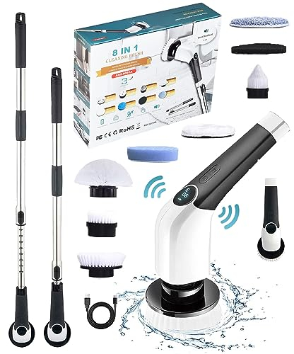 Cepillo Electrico para Limpiar el Bano E Spin Scrub Cleaner Brosse de nettoyage électrique avec manche long pour baignoire et carrelage voiture