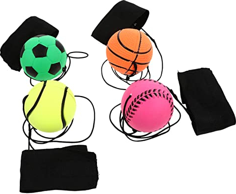 Amosfun 4 Stück Fluoreszierender Hüpfball Handgelenk-Return-Baseball Armband Spielzeug Werfen Nachtleuchtende Armbandbälle Bälle Entspannendes Spielzeug Elastisch Gummi Kind Ballon