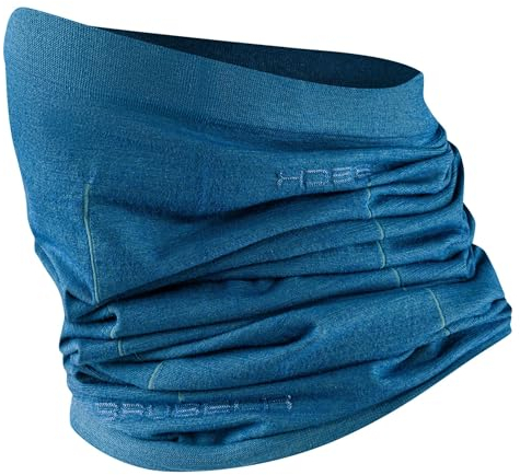 BRUBECK X-PERT 54% Merinowolle Multifunktionstuch | Motorrad & Fahrrad Halstuch | Ski Zubehör | Herren/Damen, Gr.:S - M, Farbe:Blaue Jeans