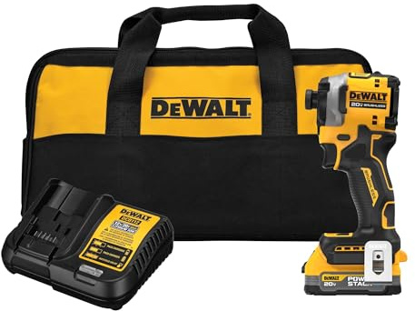 DEWALT 20V MAX ATOMIC Cordless Impact Drill Driver Kit, 1/4 Inch, Battery and Charger Included (DCF850E1)