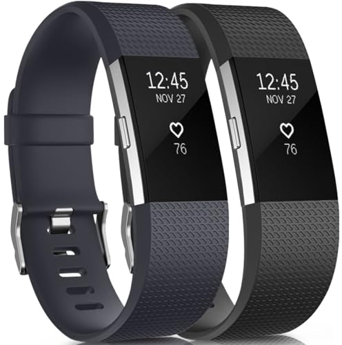 Tobfit für Fitbit Charge 2 Armband Damen Herren, Ersatz Silikon Sport und Fitness Armbänder für Fitbit Charge 2