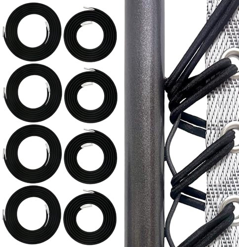 Zero Gravity Stuhl-Ersatzschnur, 8 Stück, langlebige Bungee-elastische Schnürsenkel, Ersatzschnüre für Zero Gravity Stuhl, Loungesessel, Terrasse, Liegestuhl, Rasenstuhl, Reparaturset, Schwarz